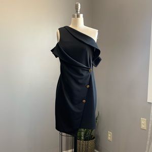 ASOS Black Three Gold Button Sleeveless Dress